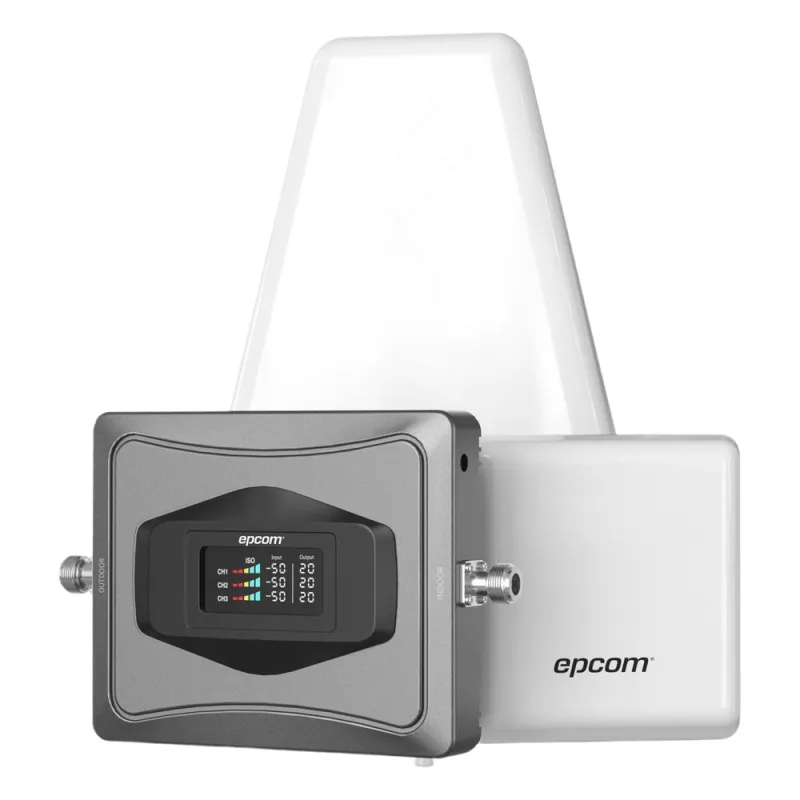 Kit Amplificador de Señal Celular 4G / Mejora las llamadas convencionales y VoLTE / Soporta los datos de las tecnologías 2G, 3G y 4G de TELCEL, AT&T y MOVISTAR / Cubre hasta 600 m2.