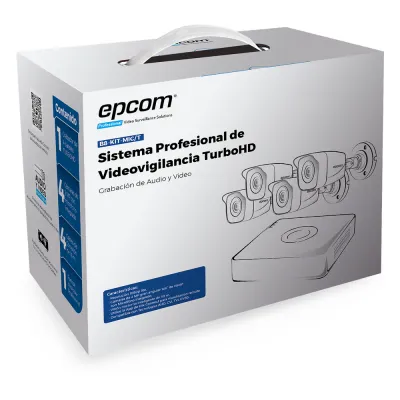 (MICRÓFONO Integrado + Detección de Movimiento 2.0) Kit TurboHD 1080p Lite / DVR 4 canales / Audio por Coaxitron / 4 Cámaras Bala de Metal con Micrófono Integrado