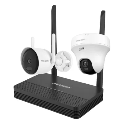 Kit IP Inalámbrico 4 Megapixel / NVS 4 Canales / 1 Cámara Bala Exterior + 1 Cámara Turret Interior con Lente 2.8 mm y Dual Light / Audio Bidireccional (Micrófono y Bocina) / Soporta Micro SD de 512 GB