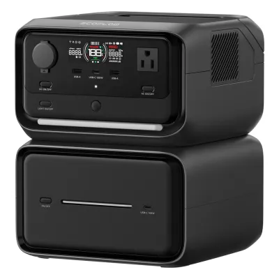 EcoFlow River 3 | Estación de Energía Portátil 858Wh Litio LFP / 2 AC 300 W (Max. 550W) / 1 USB-C 100W / 2 USB -A 12W / Cargador de Coche 8A a 12 o 24V / Conectividad WiFi y Bluetooth (App) / Carga Solar 110W Max.