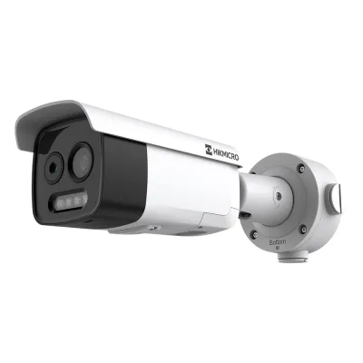 (HIKMICRO) Cámara Bala IP Bi-Espectral / Térmica (256 X 192 / 3.6 mm) + Óptica (5 MP / 4.3 mm) / GUANLAN AI / Detección Térmica de Incendios y Humos / Medición de Temperatura -20°