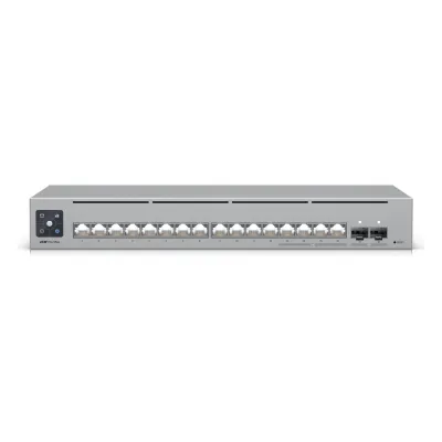 UniFi Switch Pro Max 16 con funciones Capa 3, 16 puertos EtherLight RGB / (4) puertos 2.5 GbE y (12) puertos GbE /(2) puertos SFP+ 10G /con pantalla táctil informativa