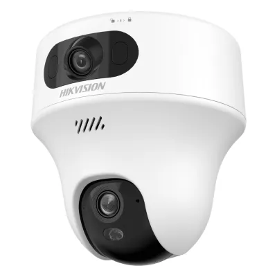 Turret PT 6 Megapixel / Doble Lente (2.8 mm y 4 mm) / Dual Light (10 mts IR + 10 mts Luz Blanca) / Wi-Fi / Interior / Audio Bidireccional (Micrófono y Bocina) / dWDR / H.265+ / 5 VCD (Conector Tipo C)