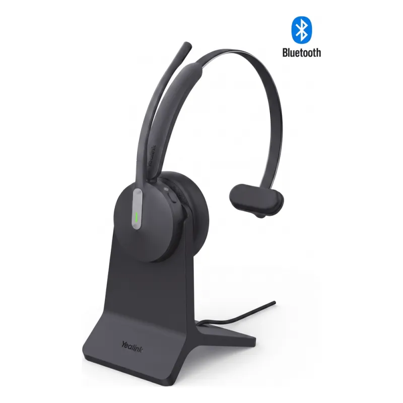 Auriculares mono Yealink BH70 edición MS con base de carga / Bluetooth 5.3 con adaptador USB C&A / 35 horas de conversación / Cancelación de ruido con 3 micrófonos