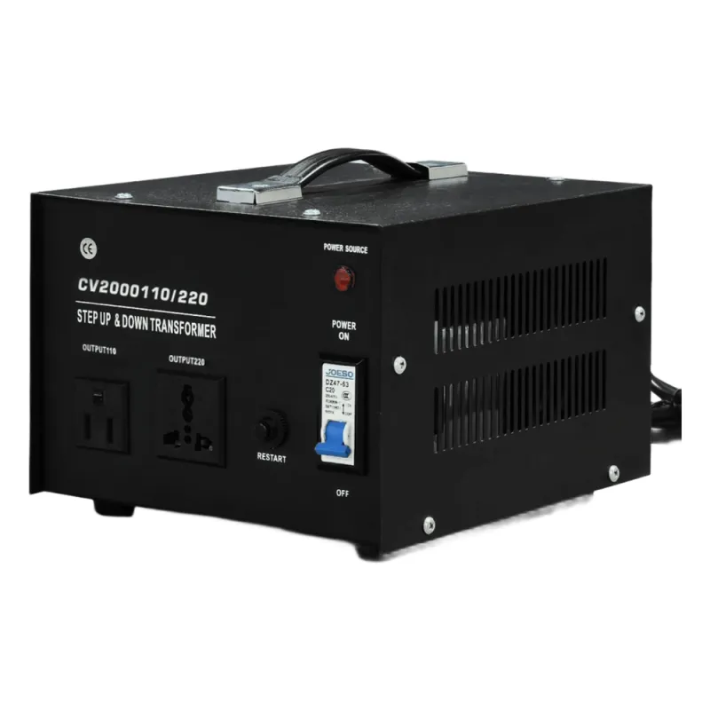 Transformador con doble función bidireccional : eleva o reduce el voltaje entre 110 Vca y 220 Vca