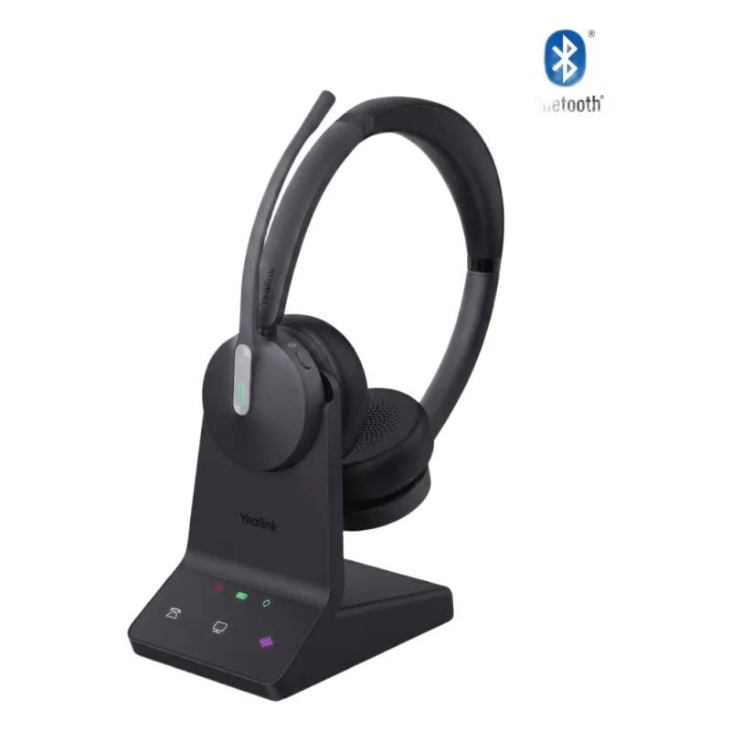 Auriculares estéreo Yealink WH64 edición UC/ Base DECT y auriculares con Bluetooth integrado/ Triple conexión/ Cancelación de ruido con 3 micrófonos