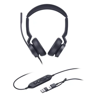 Auriculares Yealink UH46 Dual con cancelación de ruido por IA para Microsoft Teams, USB-C/A e indicador de ocupado