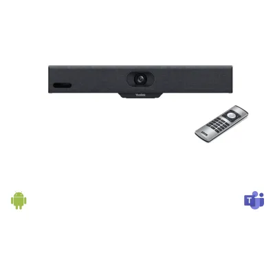 Barra de Videoconferencia A10 de Yealink para Salas Pequeñas con Android Integrado para Microsoft Teams y Modo BYOD - Incluye Control Remoto
