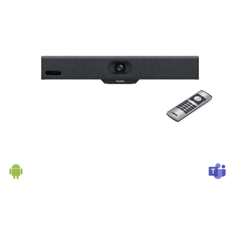 Barra de Videoconferencia A10 de Yealink para Salas Pequeñas con Android Integrado para Microsoft Teams y Modo BYOD - Incluye Control Remoto