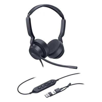 Auriculares Yealink UH42 Dual con cancelación de ruido para Microsoft Teams, USB-C/A e indicador de ocupado