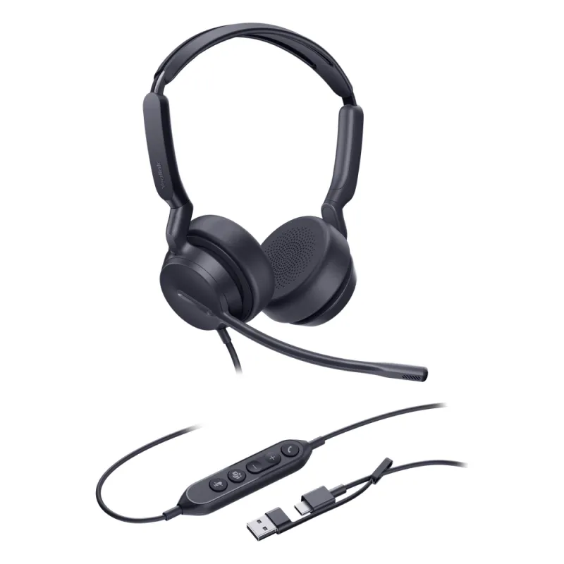 Auriculares Yealink UH42 Dual con cancelación de ruido para Microsoft Teams, USB-C/A e indicador de ocupado