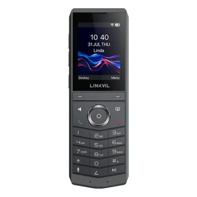 Teléfono IP Wi-Fi Portátil / Pantalla Color 2.4" 240x320 / Wi-Fi 6 Dual-Banda / Bluetooth 5.0 / Batería 3000mAh 13h Talk / Video H.264 4CIF / Resistencia Caídas 1.8m (5.9 ft) / Conferencia 6 Vías / USB Type-C