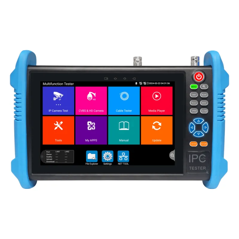 Tester de Video Profesional | Pantalla 7"| Prueba IP/HD/Analógicas | TVI/CVI/AHD/CVBS | IP ONVIF | 4K/8K | H.264/H.265 | HDMI | PTZ | Scanner IP | TDR | Salidas 12V/24V/PoE | Activación Simultanea.