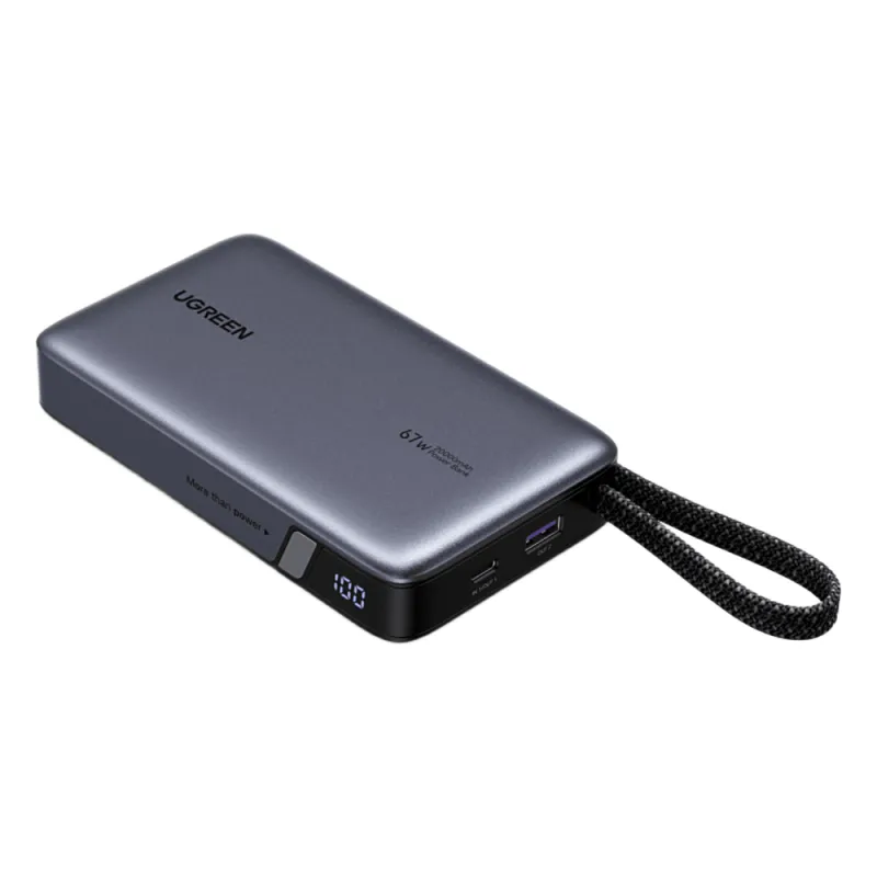 Power Bank 20000mAh / 67W USB-C con Cable Integrado / 1C1A / PD3.0 PPS QC4.0 / Batería 72Wh Li-ion 21700 / Carga Rápida 65W / PC+ABS V-0