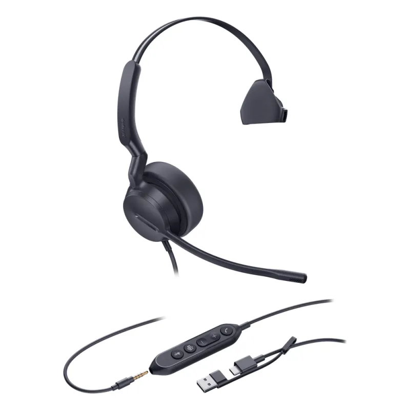 Diadema Alámbrica UH42 SE Mono de Yealink Certificada para Microsoft Teams con USB-C/A