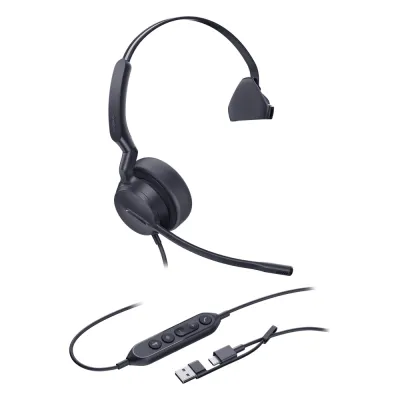 Auriculares Yealink UH42 Mono con cancelación de ruido por IA para Microsoft Teams, USB-C/A e indicador de ocupado