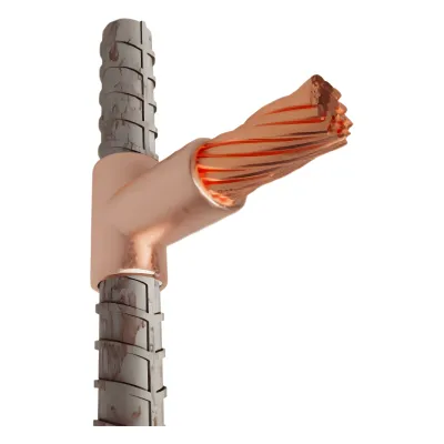 Molde para Soldadura exotemica para cable Horizontal cal. 4/0 a Varilla Corrugada Vertical de 1/2