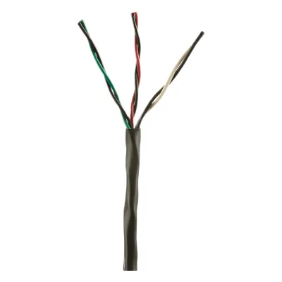 Bobina de Cable de Cobre de 3 Pares Clase 4 Para Sistemas FMPS, 16 AWG, Sin Blindaje, CMR (Riser), Uso Interior/Exterior, Color Negro, Carrete de 609 metros