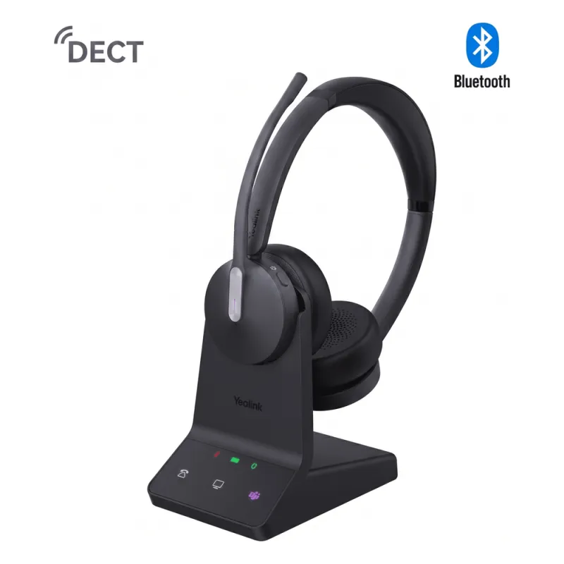 Auriculares estéreo Yealink WH64 edición MS con Bluetooth integrado (base y auriculares DECT) / Cancelación activa de ruido / Triple conexión