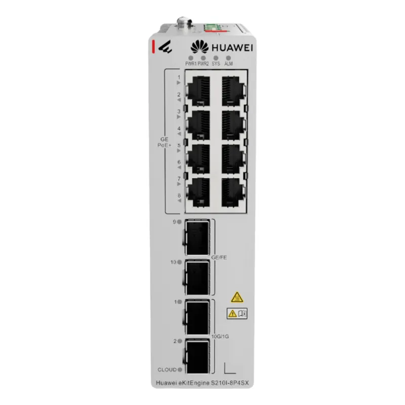 Switch Industrial eKit / 8 Puertos PoE+ Gigabit + 2 SFP + 2 SFP+ / Montaje en Riel DIN / Fuente Redundante 1+1 : 54 a 57 VCD / Libre de licenciamiento / Gestión gratuita desde la Nube / Presupuesto PoE 220 W