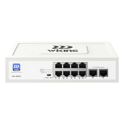 Switch no administrable PoE / Con 8 puertos 10/100 Mbps PoE af/at / 2 Puertos Ethernet 10/100 Mbps / Presupuesto 76 W / PoE hasta 250 metros