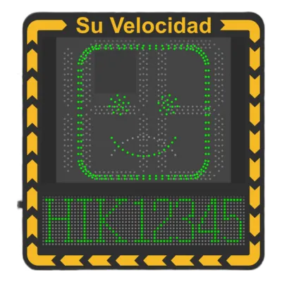 Display LED para Control de Velocidad Exterior / Distancia Visible de 100 m / LED de Alta Luminosidad y Bajo Consumo / Visualización de Velocidad con Código de Colores / IP66 / Conectividad Wi-Fi y Ethernet / Compatible con TCP/IP, HTTP, DHC