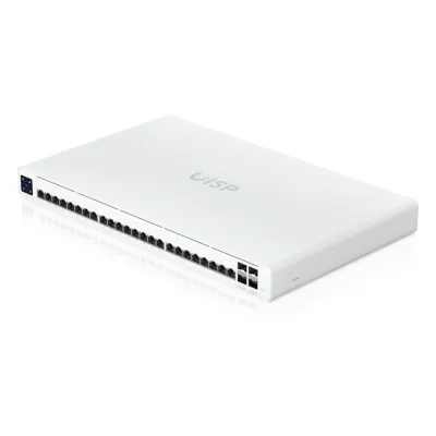 UISP Switch Pro – Switch PoE de 220 W (27 V) con 24 Puertos GbE, 16 Puertos PoE Pasivo 27 V y 4 Puertos SFP+ 10G