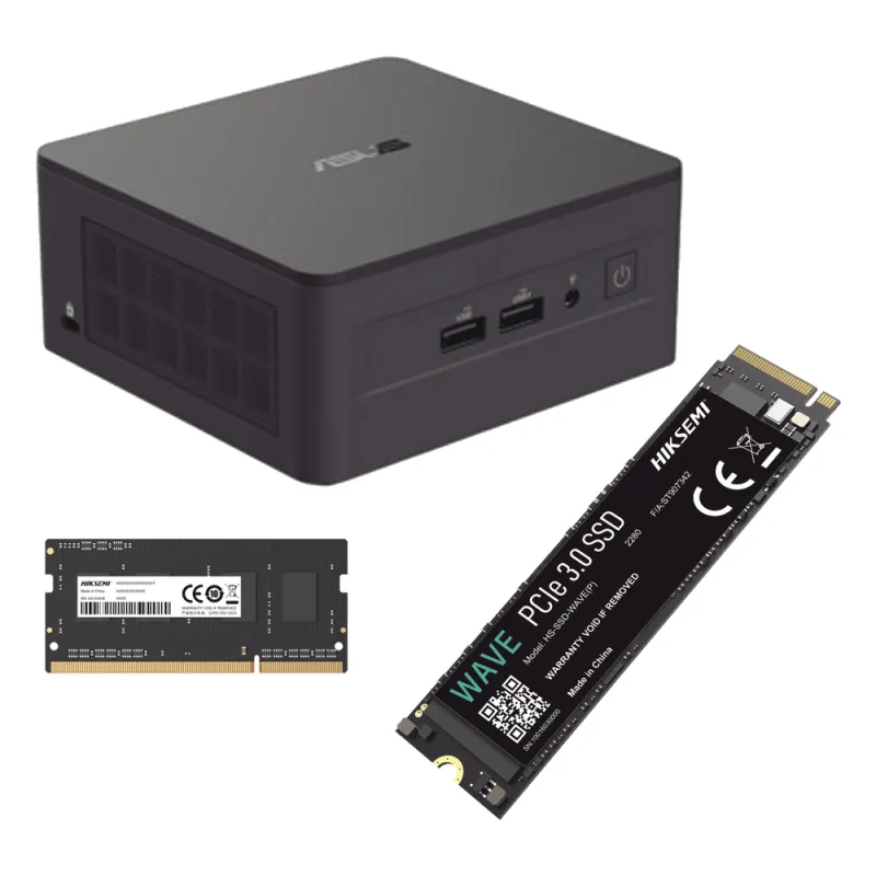Kit / Mini PC NUC Barebone / Core i5 -1340P (13 Gen) / WiFi 6 y 2.5 GbE / Bluetooth / 16 GB RAM / 512 GB SSD / Sin S.O. / 4 Monitores / Incluye Fuente