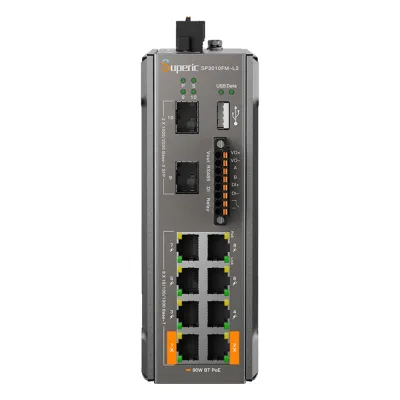 Switch de Red SP3010FM-L2 (V3) / 8 Puertos 10/100/1000Mbps PoE / 2 Puertos SFP 1000M/2.5Gbps / 240W PoE Budget / 26Gbps Capacidad de Conmutación / 19.3Mpps Tasa de Reenvío / DIN-Rail, Pared, Escritorio / -40℃~75℃ / CE, FCC, RoHS, UKCA, R