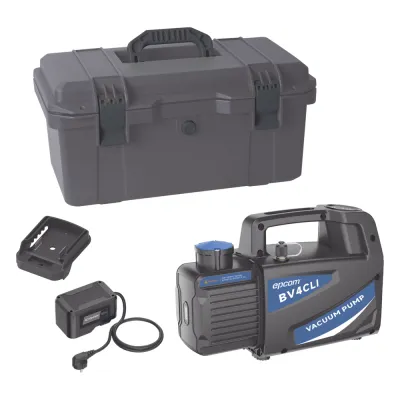 Bomba de Vacío Inalámbrica KBV4 / 18V Ion-Litio / Vacío Total 160 microns / Caudal 4 CFM (114 L/min) / Capacidad Aceite 330 ml / Portátil 4.5 kg / Compatible AEG-RIDGID-Milwaukee / Tiempo Operación 45-60 min