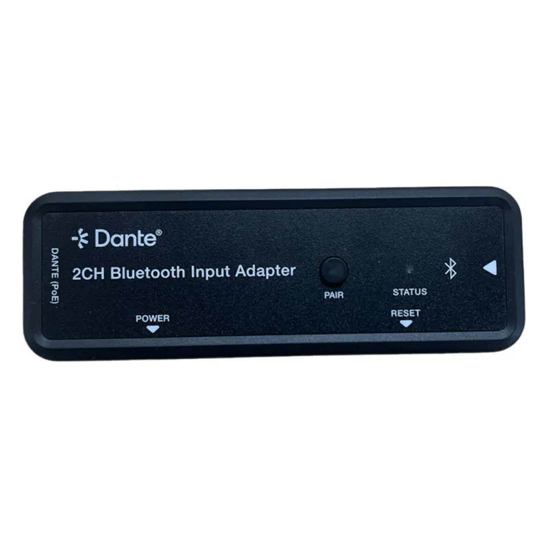 Extensor de Audio Dante® 2CH Bluetooth Input Adapter | Entrada Bluetooth 2 Canales | Salida Dante® Digital | Latencia Configurable 1-5 ms | Compatible HDMI 1.4 | HDCP 1.4 | PoE IEEE802.3af | Distancia de Transmisión 100 m