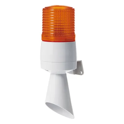 Luz de Señal con Buzzer Incorporado a 95 dB , LED Fijo e Intermitente, color Ámbar a 110 VCA