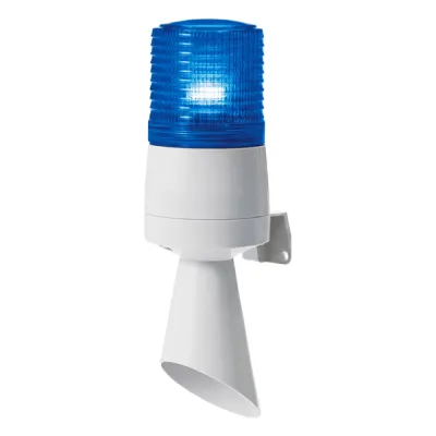 Luz LED con patrones de destello fijo y destellante con buzzer incorporado de alto volumen Máx. 95 dB color Azul 110 VCA