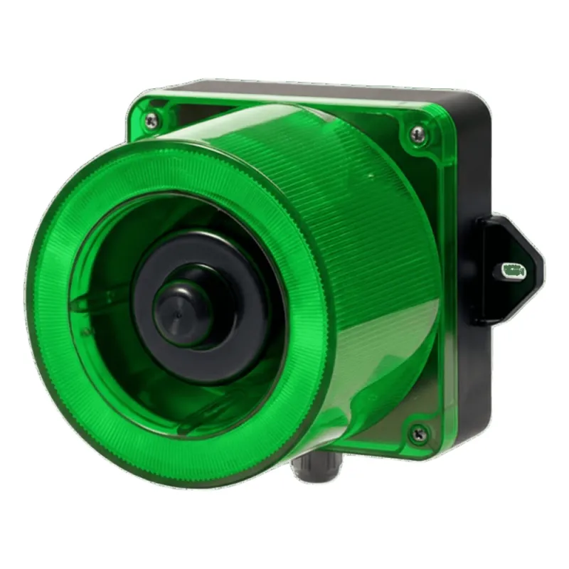 Combinación de baliza LED color Verde y sirena electrónica de 31 tonos resistente a la intemperie de volumen máx. 123 dB a 110-220 VCA