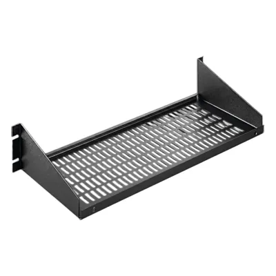 Charola para Rack 19 Pulgadas, Capacidad de Carga 34 kg, Base Ventilada, Acero Dulce Color Negro, 2 UR, Dimensiones 482x381x95 mm