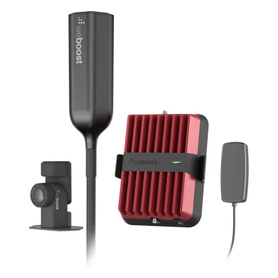 Kit Amplificador Celular Drive Reach Overland para Vehículos Todo Terreno / Llamadas y Datos 2G, 3G y 4G / Amplificación 32X / Tribanda (B5, B2/25 y B4) / Ganancia Máxima 50 dB / Antena Omnidireccional plegable.