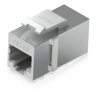 Keystone Coupler Cat6A Pass-Through para Cable Ethernet Preterminado, Instalación Snap-In en Patch Panel, Paquete con 12 Piezas