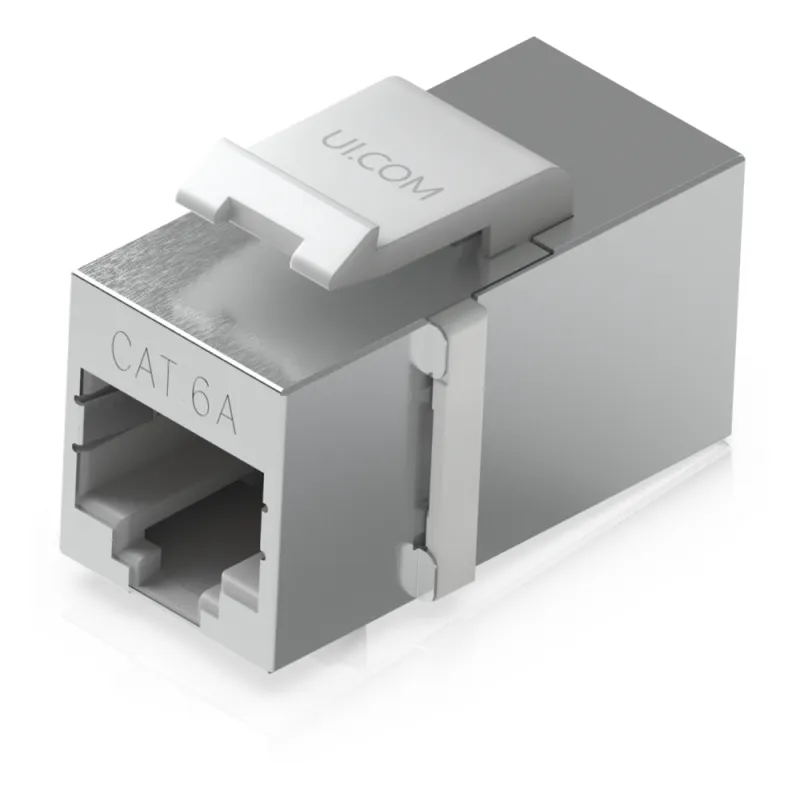 Keystone Coupler Cat6A Pass-Through para Cable Ethernet Preterminado, Instalación Snap-In en Patch Panel, Paquete con 12 Piezas