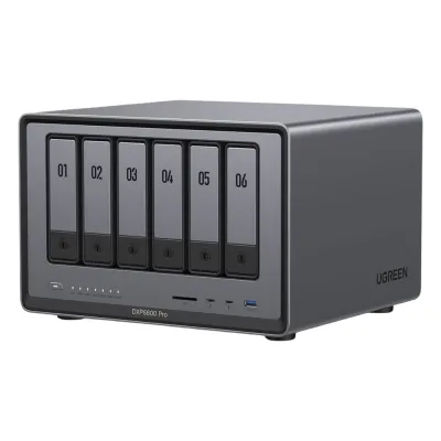 NAS UGREEN NASync DXP6800 Pro / Intel Core i5-1235U 10 Núcleos / 6 Bahías SATA + 2 M.2 NVMe / 2 Puertos Thunderbolt 4 / 2 Puertos 10GbE / 8K HDMI / PCIe 4.0 x4 / DDR5 Hasta 64GB / Compatibilidad Multiplataforma