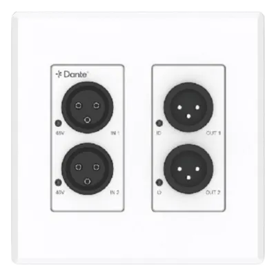 Extensor de Audio Analógico XLR a Dante® | 2 Entradas y 2 Salidas | Conversión Digital de Audio | PoE IEEE 802.3af | Phantom Power 48V | Latencia Configurable 1-5ms | Rango Dinámico >90dB