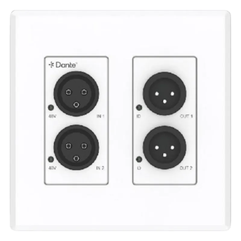 Extensor de Audio Analógico XLR a Dante® | 2 Entradas y 2 Salidas | Conversión Digital de Audio | PoE IEEE 802.3af | Phantom Power 48V | Latencia Configurable 1-5ms | Rango Dinámico >90dB
