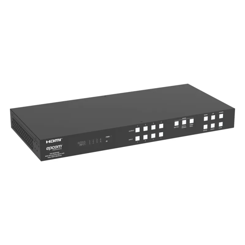 Switch de Video Matrix 4x4 HDMI 2.0 | 18Gbps Ancho de Banda | 4K2K@60Hz Resolución | 4 Entradas 4 Salidas HDMI | Audio LPCM y Dolby Digital | Control TCP-IP y RS-232 | Conectores Phoenix para Audio | Metal Enclosure