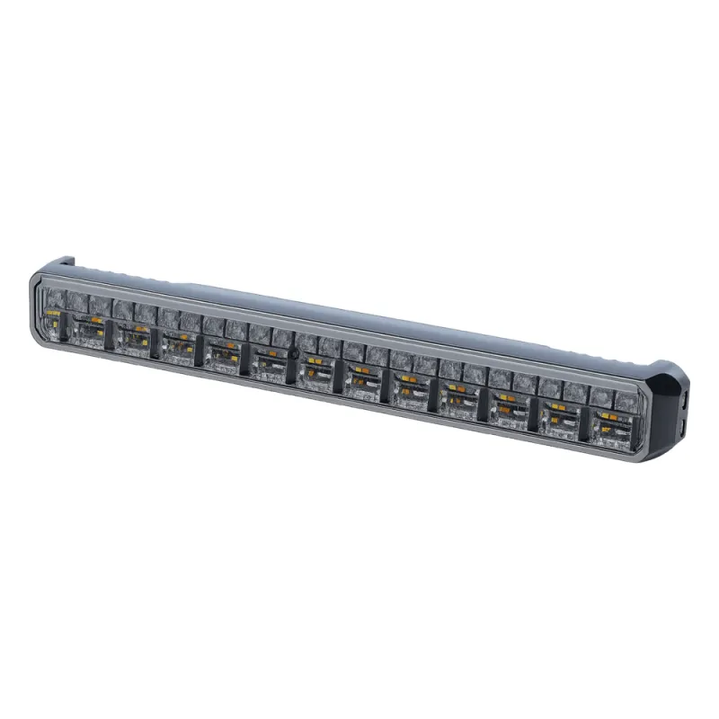 Luz Auxiliar de 45 LED, Top Rojo, Tricolor Rojo/Azul/Blanco, 11.42", Lente Transparente, SAE