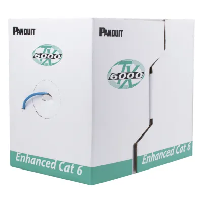 Bobina de Cable UTP 305 Metros (1000 Pies) de Cobre, TX6000™ PanNet, Reelex, Azul, Categoría 6 Mejorado (23 AWG), LSZH (Bajo Humo, Cero Halógenos), de 4 Pares