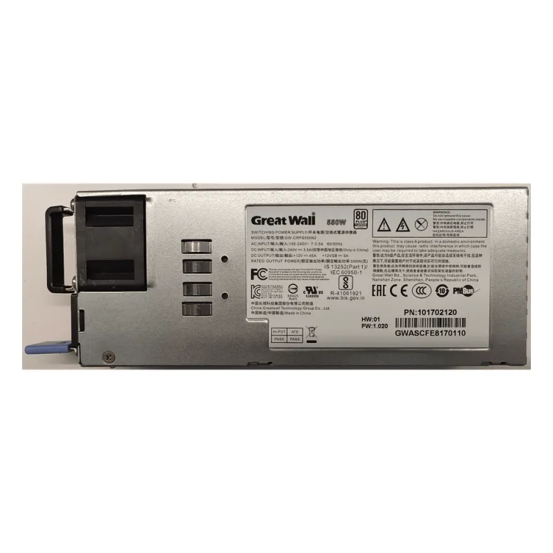 Módulo de Alimentación Redundante / 550 W / CRPS / 100-240 VAC / Protección Sobrecorriente / Compatible Chasis 12 Ranuras
