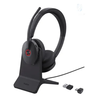 Auriculares estéreo Yealink BH74 con base de carga / Bluetooth 5.3 con adaptador USB C&A / Cancelación activa de ruido / Indicadores de actividad