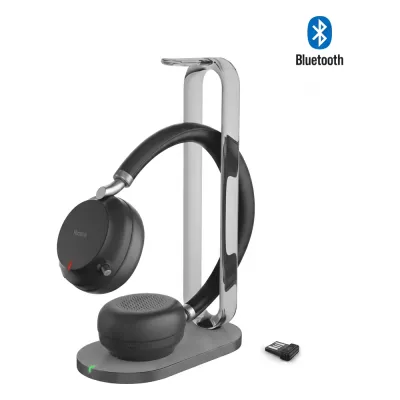 Auriculares supraaurales Yealink BH76 Plus Stereo UC Edition con base de carga/Bluetooth 5.3 con adaptador USB-C y A/Cancelación activa de ruido/Usables sobre la oreja y supraaurales