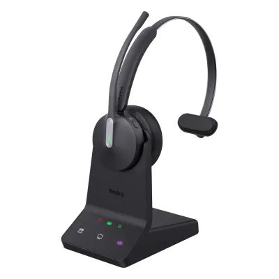 Auriculares mono Yealink WH64 edición UC/ Base DECT y auriculares con Bluetooth integrado/ Cancelación de ruido con 3 micrófonos/ Hasta 32 horas de conversación