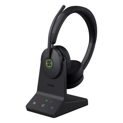 Auriculares estéreo Yealink WH68 edición MS/ Base DECT y auriculares con Bluetooth integrado/ Cancelación activa de ruido/ Triple conexión