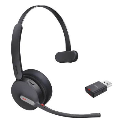 Auriculares Yealink WH64 Hybrid Mono UC/Adaptador DECT y auriculares Bluetooth integrados/Cancelación de ruido con 3 micrófonos/Hasta 32 horas de conversación